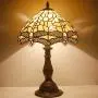 Tiffany Lamp Cream Stained Glass Crystal Bead Dragonfly Table Light W12H18 Inch S139 WERFACTORY Lamps Parent Friend Lover Living Room Bedroom Coffee Bar Study Office Desk Bedside Antique Craft Gifts