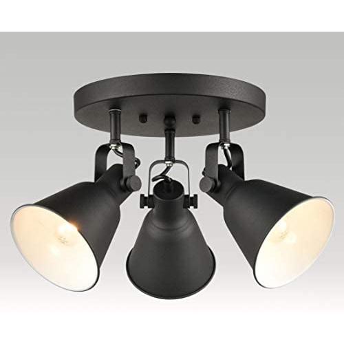 EUL Multi-Directional Ceiling Spot Light,Adjustable Round Track Lighting,Semi Flush Mount Matte Black-3 Light