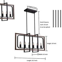 Kitchen Island Lighting,6-Light Semi Flush Mount Chandeliers E12 Lamp Holder Farmhouse Linear Chandelier Industrial Pendant Light Ceiling Lighting Fixture for Restaurant Breakfast Bar Dining Room