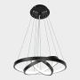 Modern Black LED Chandelier with 3-Ring Black Adjustable Hanging Pendant Light Ceiling Light Fixtures for Living Dining Room Kitchen Bedroom (16 inches Chandelier) - Cool Light, 6000K,56W