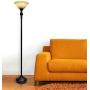 Elegant Designs LF2001-RBZ 1 Light Torchiere Marbelized Glass Shade Floor Lamp, Restoration Bronze/Amber