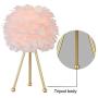 Maxax Table lamp Set of 2 Tripod Nightstand Lamp with Gold Finish, Feather Beside Table lamp for Bedrooms/Living Room/Dining Room/Kitchen, Pink