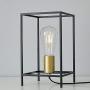 MonDauife Industrial Edison Bulb Metal Cage Table Lamp,Lantern Bedside Desk Lamp Geometric Square Nightstand Light for Living Room Bedroom Patio Office