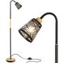 HAITRAL Modern Floor Lamp - Tall Standing Lamp with 360° Adjustable Swing Arm, Industrial Reading Lamps for Living Room, Bedroom, Office, College Dorm - Black (Without Bulb)