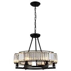 Modern Simple Round Crystal Chandelier Pendant Black Diameter 65CM Suspension Installation Ceiling Chandelier Kitchen Dining Living Room Ceiling Lamp Lighting Fixture Home Decoration