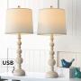 OYEARS USB Table Lamp Set 2 for Living Room Resin 27 3/4'' H Retro Table Lamp for Bedroom Vintage Table Lamp Bedside Traditional Rustic Table lamp