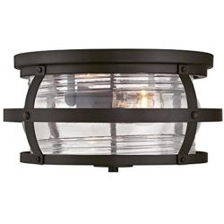 Westinghouse Lighting 6359500 Weatherby Two-Light Flush-Mount, Weathered Bronze Finish with Clear Glass Outdoor Ceiling Fixture