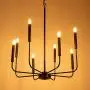 Wellmet Matte Black Farmhouse Chandeliers, 8-Light Classic Candle Ceiling Hanging Light Fixture Rustic Pendant Lighting for Kitchen Island, Dining Room, Living Room, 26''D