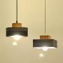 Metal and Wooden Ceiling Pendant Light Mordern Design Hanging Pendant Lamp Lighting Fixture (White, Square Wooden Part)