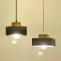 Metal and Wooden Ceiling Pendant Light Mordern Design Hanging Pendant Lamp Lighting Fixture (White, Square Wooden Part)