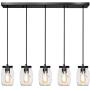 PUZHI HOME Mason Jar Pendant Lights, 5-Light Farmhouse Kitchen Island Light Rustic Chandelier Barn Pendant Lighting Ceiling Lamp for Kitchen Farm Barn Diningroom