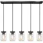 PUZHI HOME Mason Jar Pendant Lights, 5-Light Farmhouse Kitchen Island Light Rustic Chandelier Barn Pendant Lighting Ceiling Lamp for Kitchen Farm Barn Diningroom