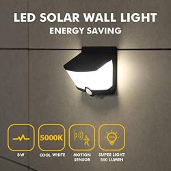 Lutec 2 Packs Solar Lights Outdoor 8 Watt 30 LED 500LM Waterproof Solar Motion Lights Outdoor with 120° Wide Angle for Front Door, Yard, Garage Pathway, Deck