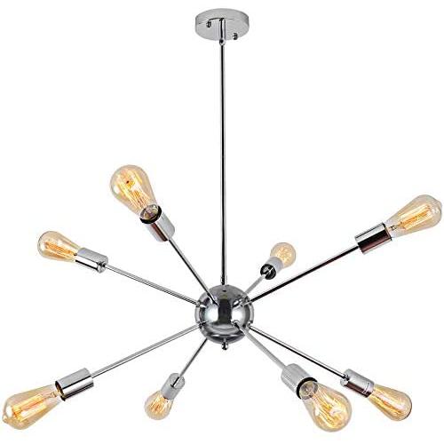 Mid Century Sputnik Chandelier 8 Lights Chrome Modern Sputnik Ceiling Light Fixture Industrial Vintage Pendant Lighting for Dining Room Living Room Bedroom Kitchen