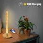 Luxvista Touch Desk Lamp with 1 USB Charging Port and 1 DC Outlet - 5W DC 5V Dimmable Nightlight Wooden Base Perfect Decoration for Bedroom Living Room Nursery (Warm White 2200K, 2-Pack)