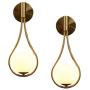 BOKT Modern Wall Lights Gold Glass Globe Wall Mounted Sconces Mid-Century Bedroom Bedsides Water Drop Wall Light Home Decoration (Hardwire- 2Pack)