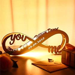 Personalized Infinity I Love You Decor LED Night Light Wall Hanging Art Decor for Bedroom, Custom Wooden Engraved Name Night Light Romantic Gifts for Lover Anniversary Wedding Marriage Engagement