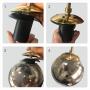 Modo Lighting Mid-Century Modern Ceiling Pendant Chandelier Golden 6 Light Globe Glass Hanging Light for Dining Room
