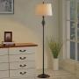 Maxax Floor Lamp, Modern Standing Lighting Dimmable Reading Standing Lamp with Oatmeal Lampshade for Living Bedroom Reading Room, Black