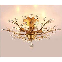 Ganeed Crystal Chandeliers,K9 Crystal LED Ceiling Light,Vintage Light Fixtures Pendant Lighting for Living Room Bedroom Restaurant Porch Chandelier(4-Light,Golden)