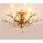 Ganeed Crystal Chandeliers,K9 Crystal LED Ceiling Light,Vintage Light Fixtures Pendant Lighting for Living Room Bedroom Restaurant Porch Chandelier(4-Light,Golden)