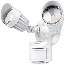 Hyperikon LED Security Light with Motion Sensor, Outdoor Flood Light with 2 Head Dusk to Dawn, 20 Watts, UL Listed, White