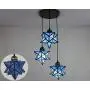 Star Chandelier, Tiffany Style Stained Glass Dining Room Ceiling Light, Multi-Colored Adjustable Pendant Hanging Lamp for Bedroom/Living Room/Cafe (Color : 1)