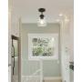 Eapudun Industrial Ceiling Light Fixture with Clear Glass Shade, Semi-Flush Mount Ceiling Lights Farmhouse Pendant Lighting for Kitchen Island Dining Room Foyer Hallway Entryway , SMA1146-MBK