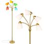 Brightech Medusa LED Floor Lamp - Multi Head Adjustable Tall Pole Standing Reading Lamp for Living Room, Bedroom, Kids Room - Includes LED bulbs and White & Colored Interchangeable Shades – Brass/Gold Brightech Medusa LED Floor Lamp - Multi Head Adjustable Tall Pole Standing Reading Lamp for Living Room, Bedroom, Kids Room - Includes LED bulbs and White & Colored Interchangeable Shades – Brass/Gold
