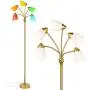 Brightech Medusa LED Floor Lamp - Multi Head Adjustable Tall Pole Standing Reading Lamp for Living Room, Bedroom, Kids Room - Includes LED bulbs and White & Colored Interchangeable Shades – Brass/Gold