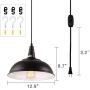 HMVPL Plug in Pendant Lights with 16.4 Ft Hanging Cord and On/Off Dimmer Switch, Upgraded Industrial Metal Swag Ceiling Lamp for Dining Room, Bedroom, Barn, Kitchen Island Table, Sink, Hallway