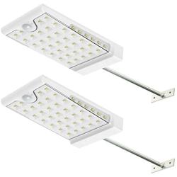 CREATIVE DESIGN 46 LED Solar Lights Outdoor with Mounting Pole, 4 Modes Solar Gutter Light Motion Sensor Light Wall Light for Patio, Barn,Porch,Garage,Stairs, Pack of 2