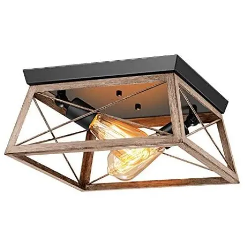 Pynsseu Industrial Ceiling Light, 2 Lights Farmhouse Semi Flush Mount Ceiling Fixture for Kitchen Island Dining Room Bedroom Foyer Hallway, 1 Pack Pynsseu Industrial Ceiling Light, 2 Lights Farmhouse Semi Flush Mount Ceiling Fixture for Kitchen Island Dining Room Bedroom Foyer Hallway, 1 Pack