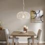 YLONG-ZS Round Pendant Light Hanging Lantern Lighting Fixture for Kitchen and Dining Room, Industrial Retro Iron Chandelier Fixture,E26 Base, White (Bulbs Not Included)，Small Size
