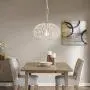 YLONG-ZS Round Pendant Light Hanging Lantern Lighting Fixture for Kitchen and Dining Room, Industrial Retro Iron Chandelier Fixture,E26 Base, White (Bulbs Not Included)，Small Size