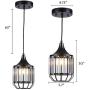 TFCFL 3 Pack Pendant Light Fixture, Industrial Crystal Ceiling Hanging Lighting Adjustable for Dining Room Living Room Kitchen Island (Black)