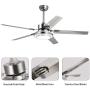52'' 5 Blades Ceiling Fan with Lights Brushed Nickel Modern Ceiling Fan Chandelier Remote Control Fandelier Ceiling Fan for Bedroom,Dining Room,Living Room,Pavilion 52'' 5 Blades Ceiling Fan with Lights Brushed Nickel Modern Ceiling Fan Chandelier Remote Control Fandelier Ceiling Fan for Bedroom,Dining Room,Living Room,Pavilion