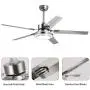 52'' 5 Blades Ceiling Fan with Lights Brushed Nickel Modern Ceiling Fan Chandelier Remote Control Fandelier Ceiling Fan for Bedroom,Dining Room,Living Room,Pavilion