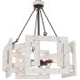 Farmhouse Chandelier, 4-Light White Wood Chandelier, Drum Chandelier for Kitchen Island, Dining Room, 20'' Diameter