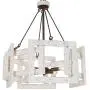 Farmhouse Chandelier, 4-Light White Wood Chandelier, Drum Chandelier for Kitchen Island, Dining Room, 20'' Diameter