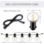 LED Solar Powered String Lights Outdoor G55 27ft with 20 Bulbs Solar Panel, Extension Cable Waterproof Dimmable Lights for Party Patio L.A.NOVA