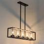JinYuZe Black 5-Light Kitchen Island Light,Clear Glass Shade Metal Frame Linear Pendant Lighting,Pool Table Light for Living Room Dining Room Bedroom