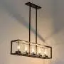 JinYuZe Black 5-Light Kitchen Island Light,Clear Glass Shade Metal Frame Linear Pendant Lighting,Pool Table Light for Living Room Dining Room Bedroom