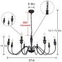 8 Lights Black Chandeliers Farmhouse Industrial Classic Candle Ceiling Rustic Pendant Lights Fixture for Dining Living Room Bedroom Kitchen Island Hanging Lighting