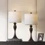 OYEARS Modern Table Lamps Set of 2 for Bedroom 24.25“ Nightstand Lamp for Living Room Bedside Table Lamp with Linen Lamp Shade Brown