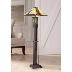 Ranier Mission Floor Lamp with Nightlight LED Bronze Tiffany Style Art Glass Shade for Living Room Reading Bedroom Office - Robert Louis Tiffany