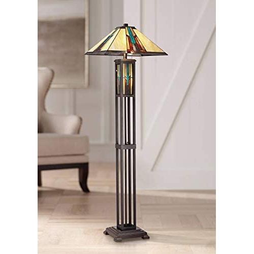 Ranier Mission Floor Lamp with Nightlight LED Bronze Tiffany Style Art Glass Shade for Living Room Reading Bedroom Office - Robert Louis Tiffany