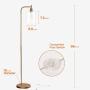 Addlon LED Floor Lamp, with Hanging Glass Lamp Shade and LED Bulb for Bedroom and Living Room, Modern Standing Industrial Lamp Tall Pole Lamp for Office, Brass Gold