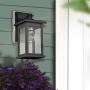 MICSIU Outdoor Wall Mount Light Fixture Exterior Sconces 1 Lighting Lantern Textured Black Finish with Clear Seedy Glass (Textured Black 1 Pack)