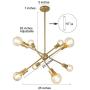 KSANA Brass Chandelier, 8-Light Modern Brass Pendant Ceiling Light Fixture for Kitchen Island, Dining Room, Living Room, Foyer Lighting